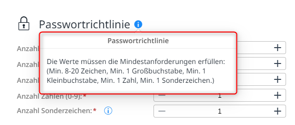 Inhalte der Passwortrichtlinie