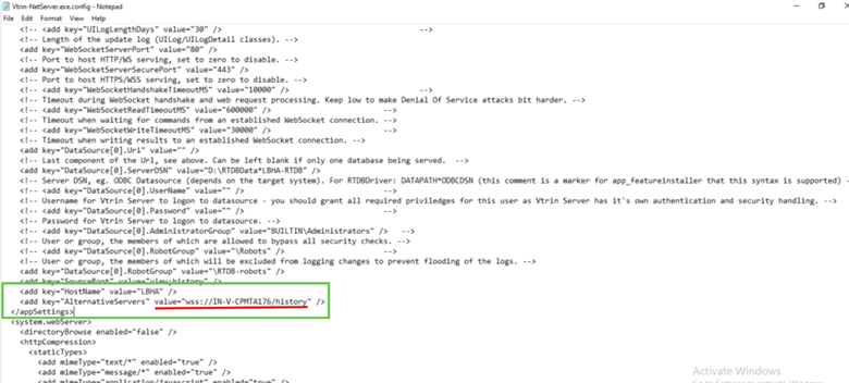 Vtrin-Netserver.exe.config in HA1