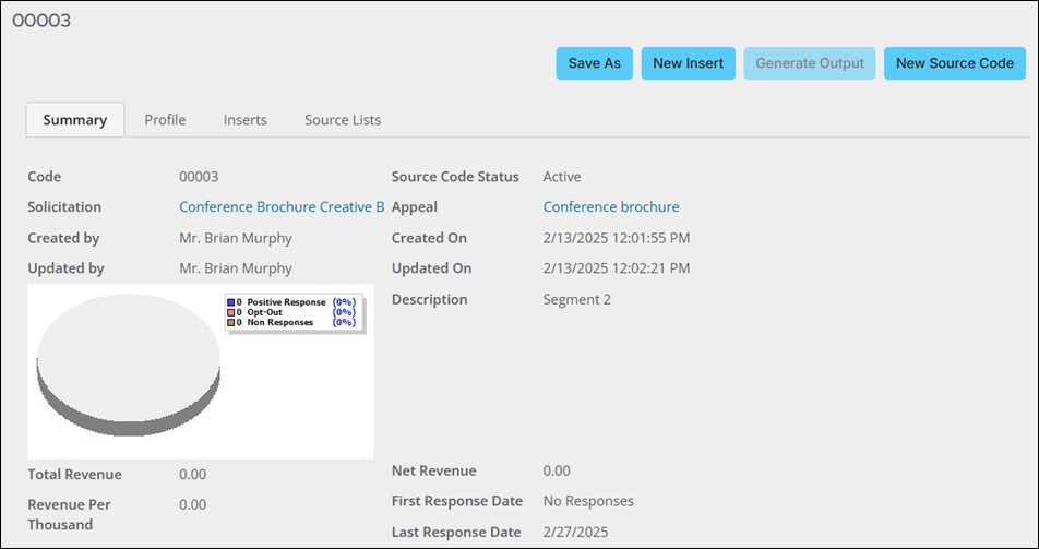 The summary tab of the 00013 source code displays the details defined in step seven.