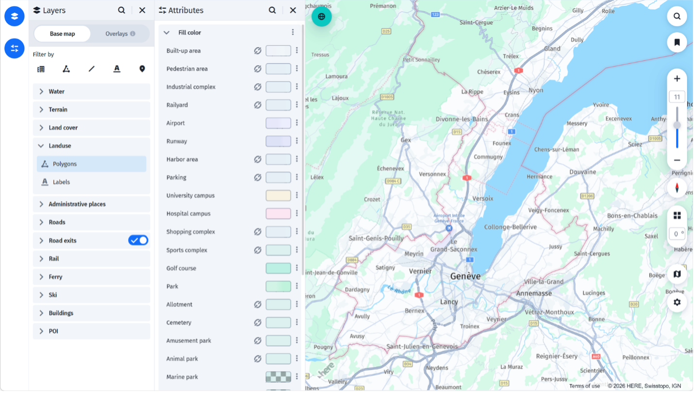 Layers and attributes panels open