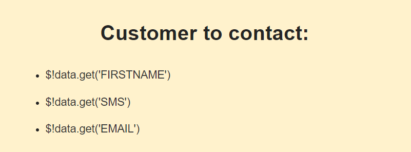 Substitute data instead of variables