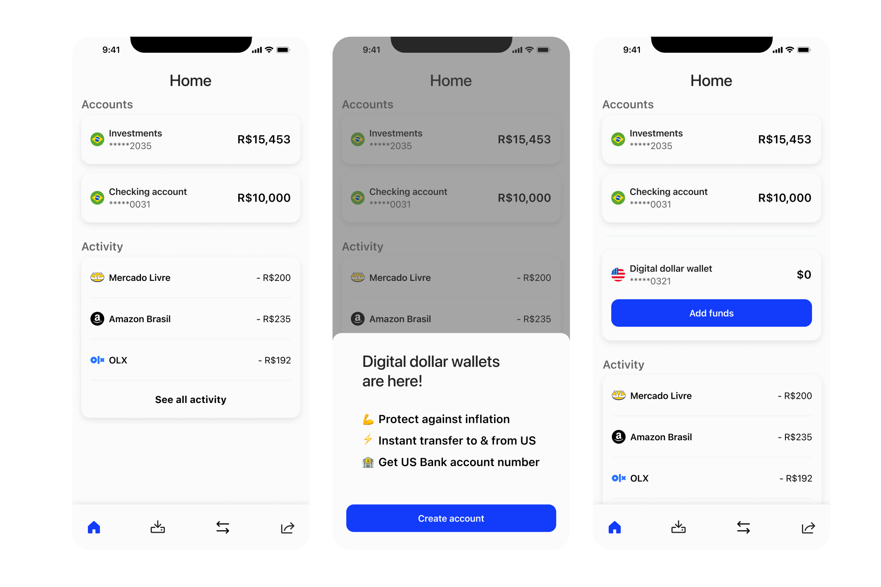 The UI flow will look something like this. You will offer digital dollar accounts in your app interface, and if the user decides to create an account, you (as the integrator), will make a call to Caliza's API to create a new beneficiary with the user's infomration.