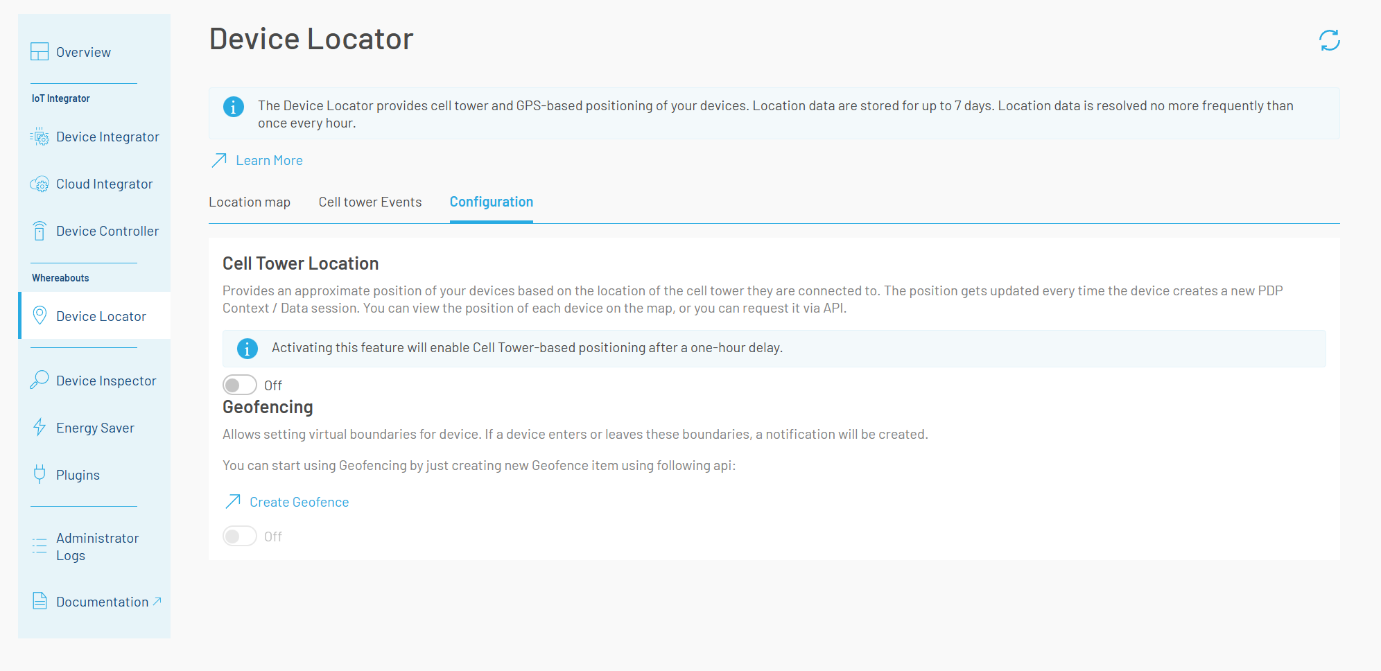 Enabling the Cell Tower location feature