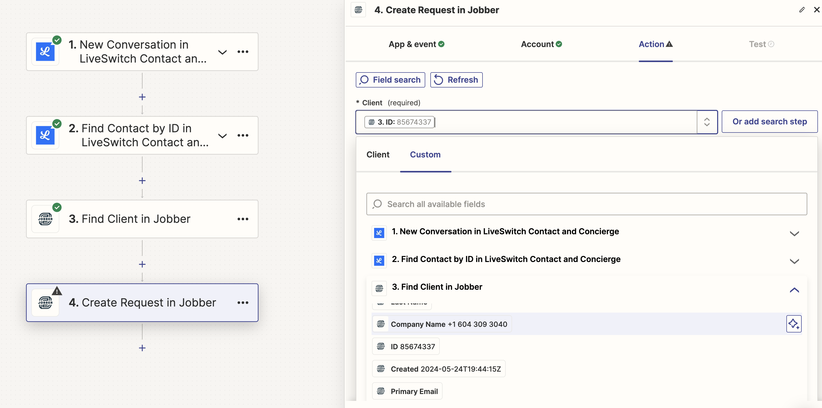 Step 4: Create a request in Jobber.