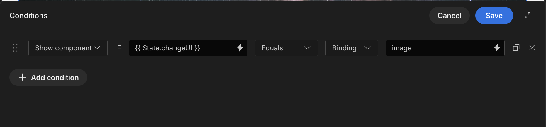 Ui condition based on the state value selected.