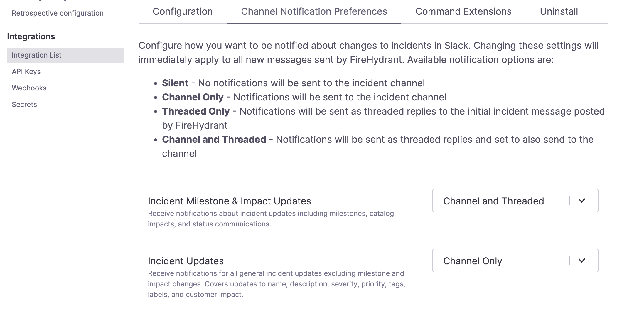 Notification Preferences in Slack settings