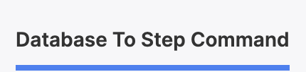 Database to Step Command tab.