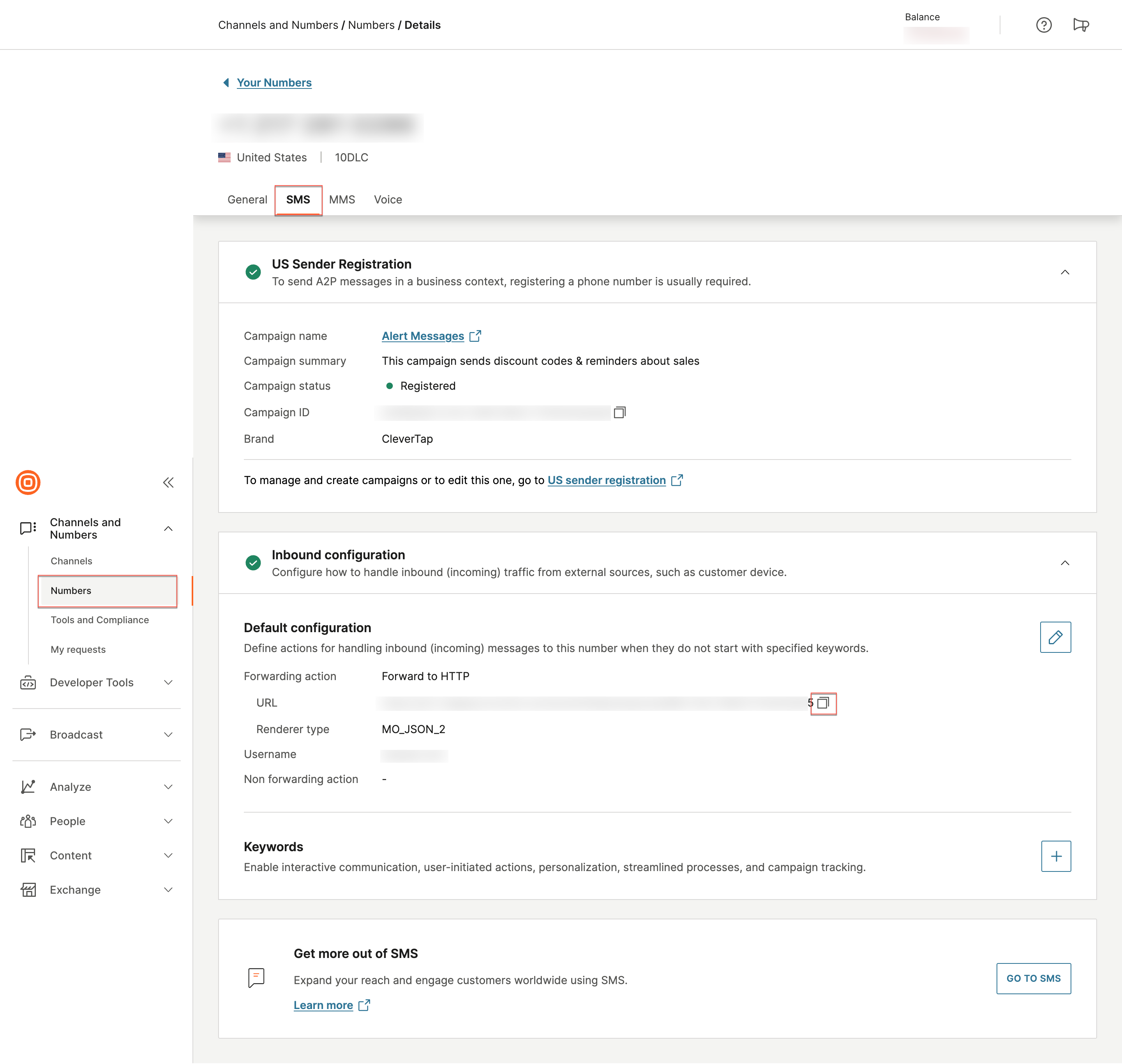 Inbound Message Callback URL - Infobip dashboard