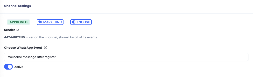 Channel Setting section under the New/Edit Event page
