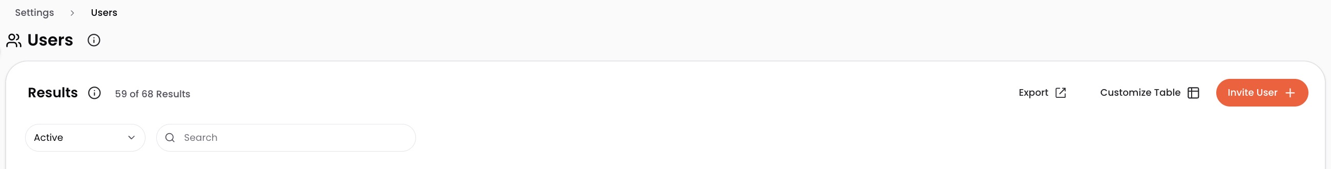 Invite User button on the Users page