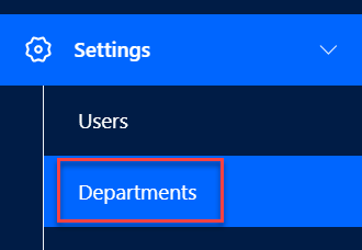 Screenshot of the Departments in the main menu of CommPeak Portal