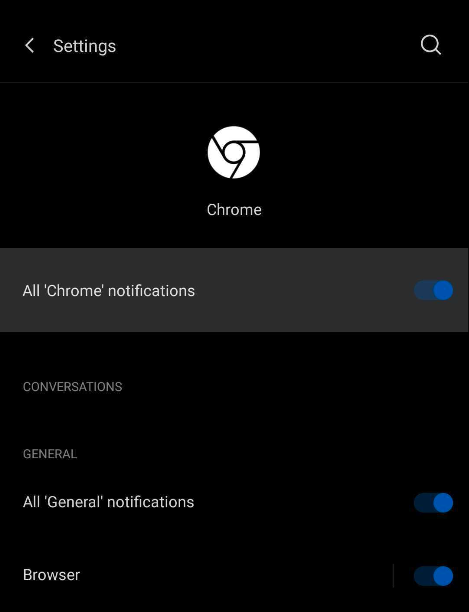 Notifications Enabled for Android Chrome