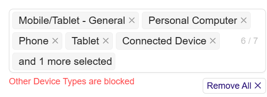 **Selected Device Type Options**