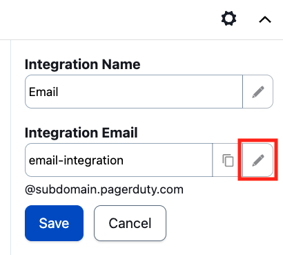 Edit email integration address