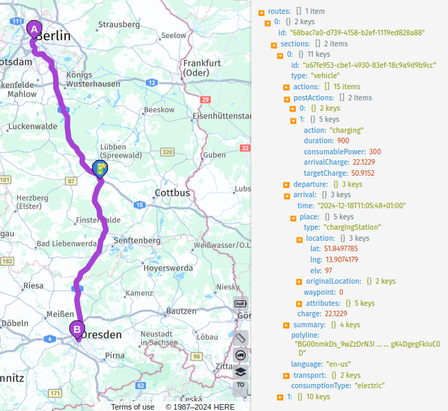 EV route with user-introduced charging stop