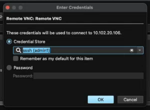 An image of the Enter Credentials dialog with credential store selected and auto-populated