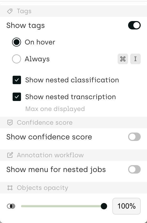 Annotation display settings