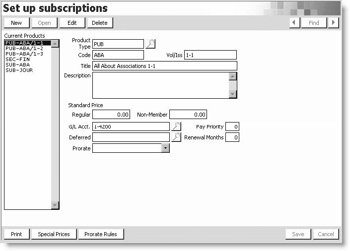 From Subscriptions, select Set up tables > Subscriptions