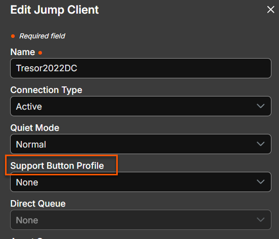 Image of the Edit Jump Client window.