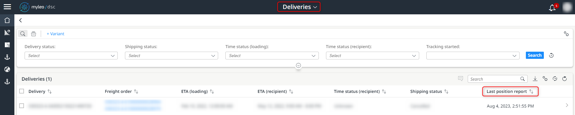 New column "Last position report"
