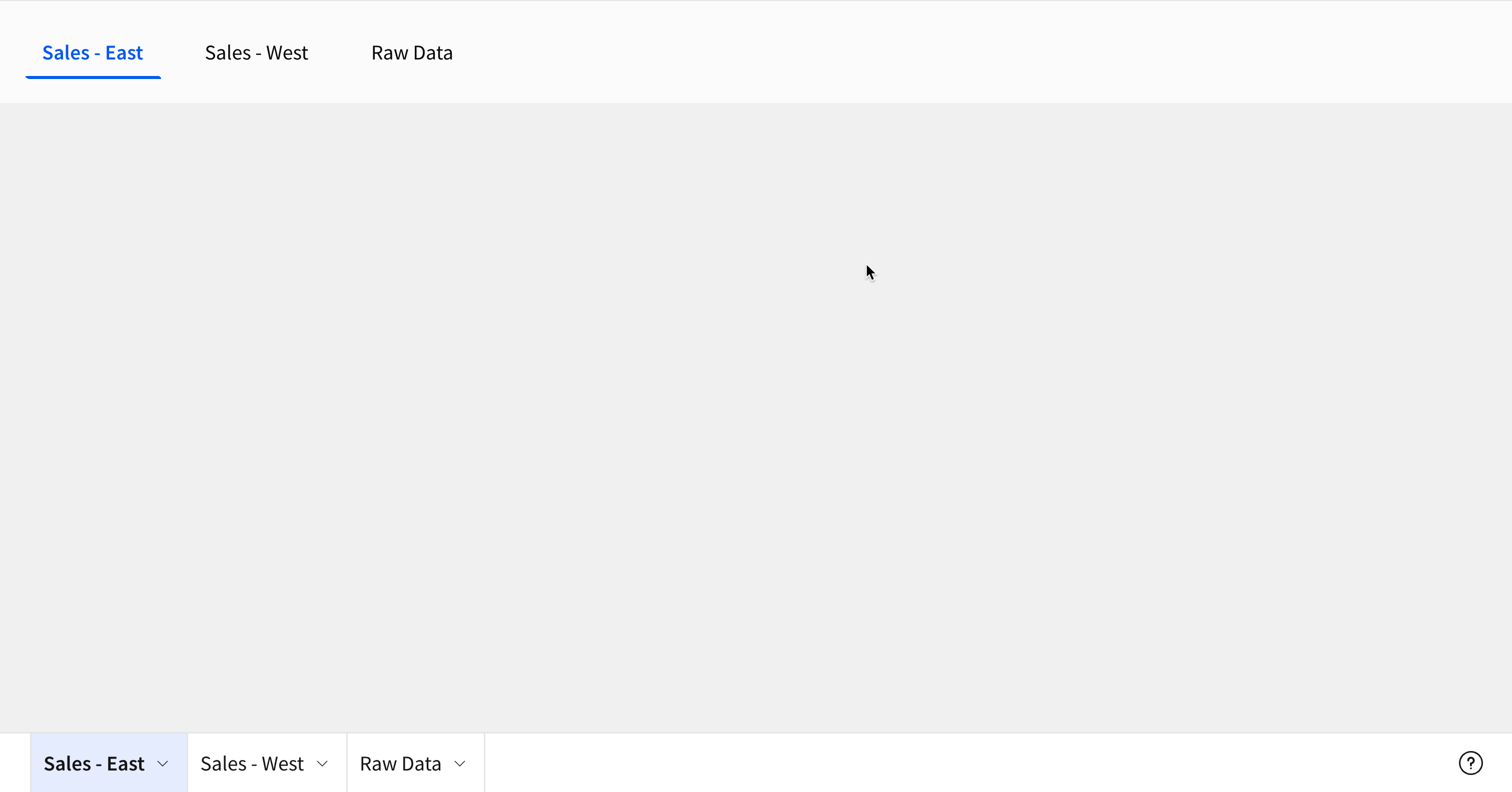 A navigation element with the three workbook pages as options in the page header.