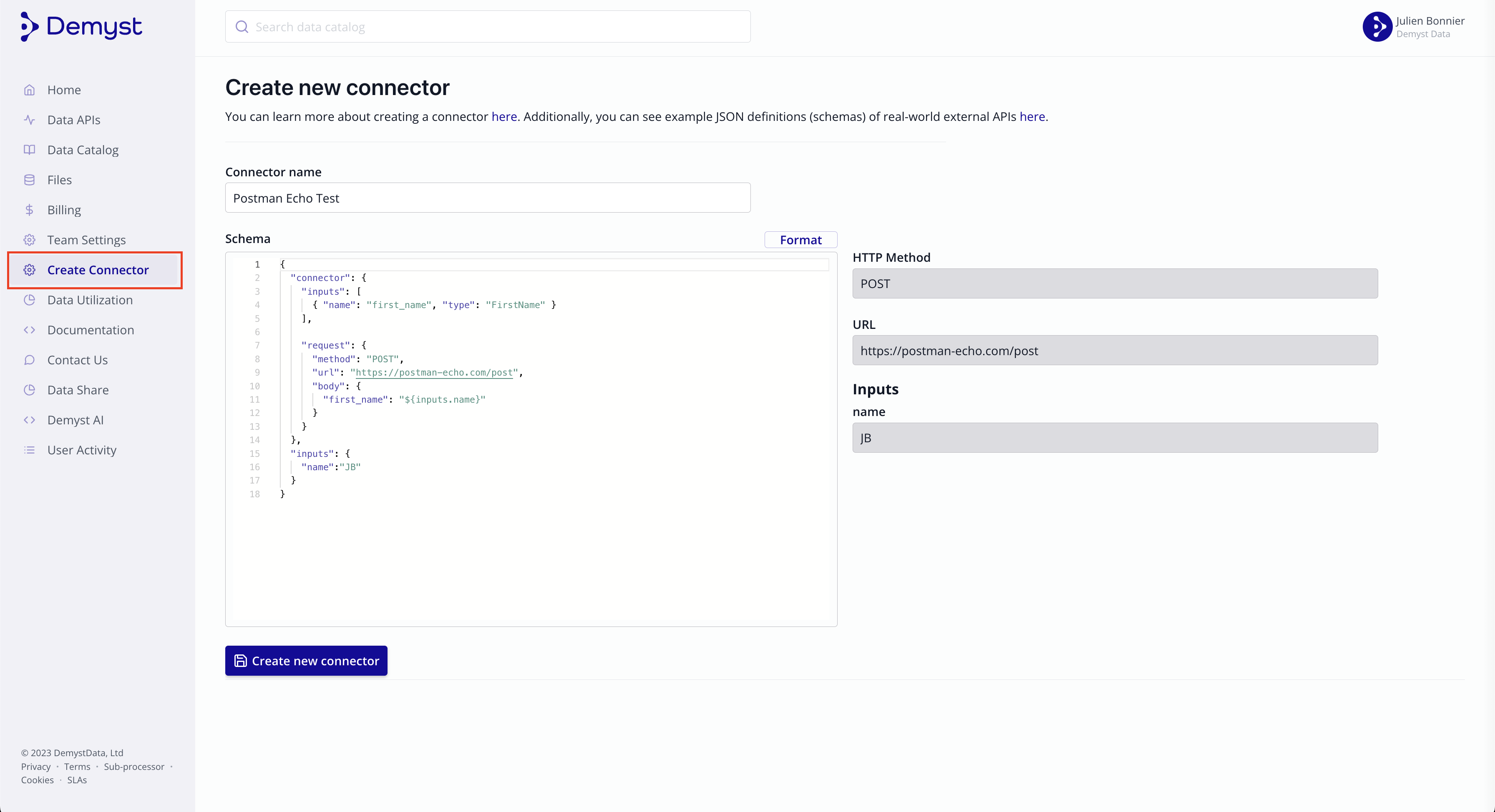 Step 1: Create connector and include configuration