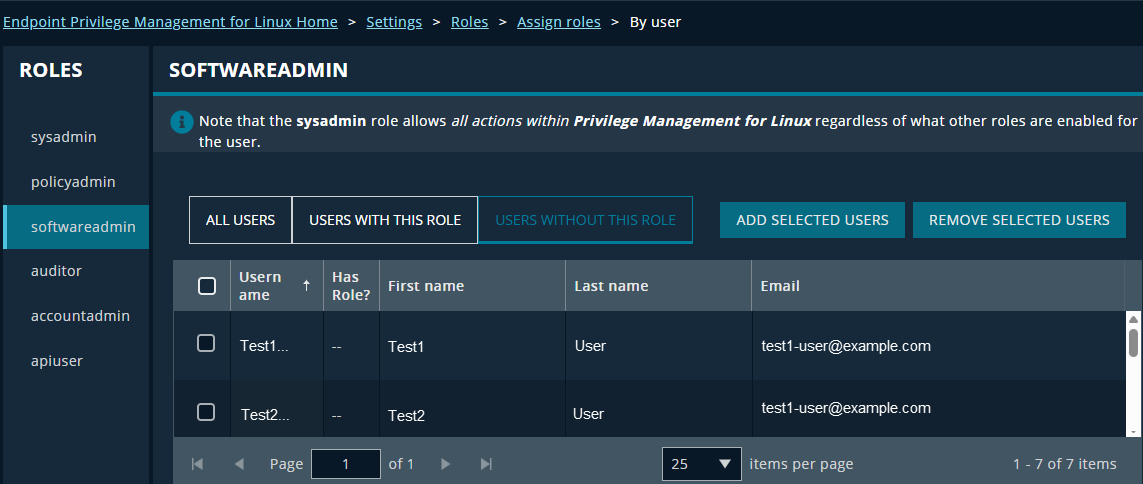 Users without a role tab selected