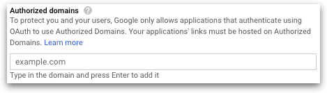 Form for listing authorized domains for a google Oauth2 authentication.