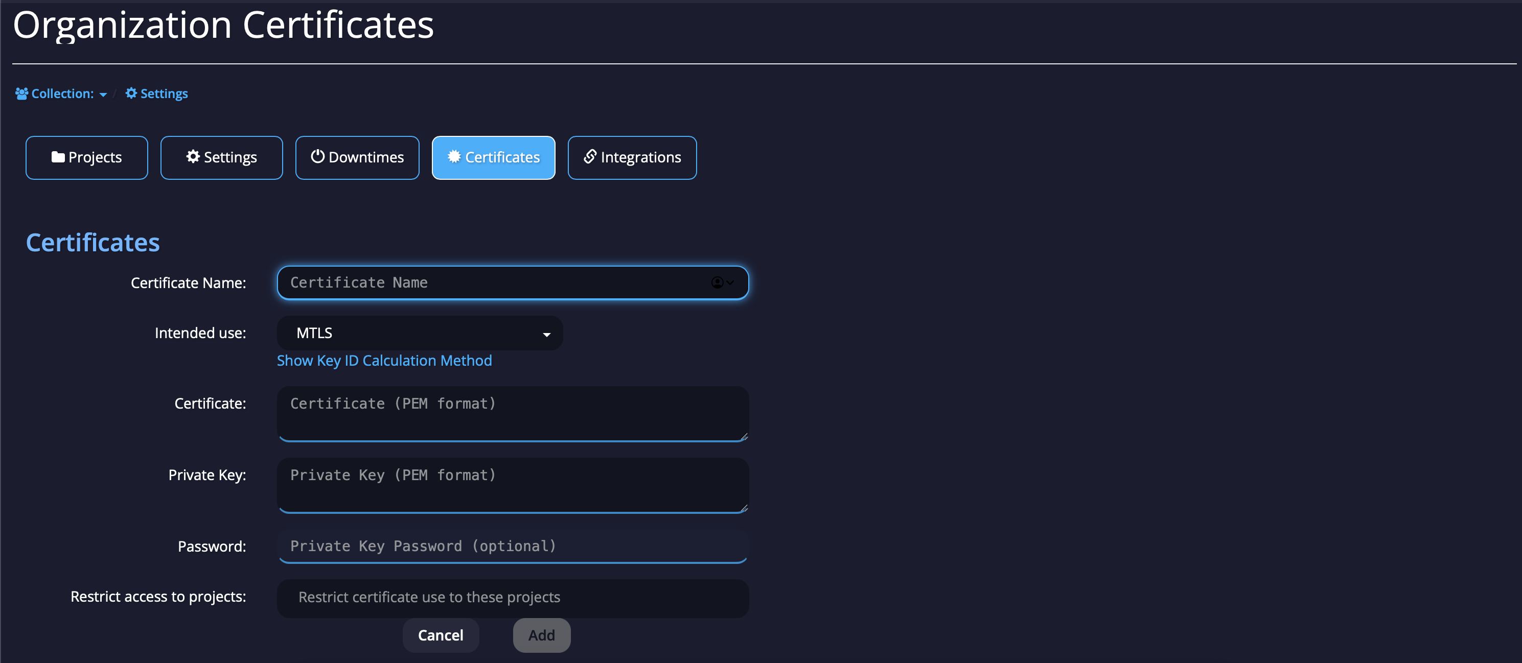 MTLS Certificate Fields