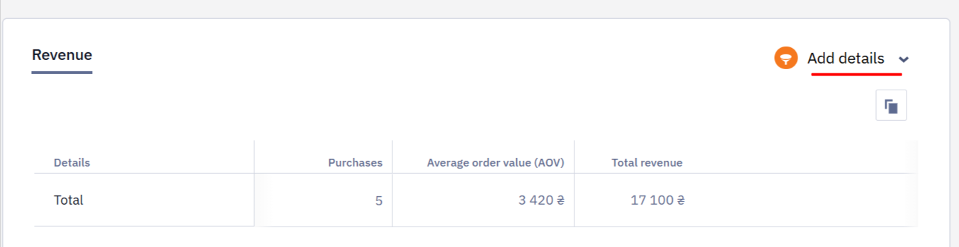 Add details option for filtering detailed statistics tabs