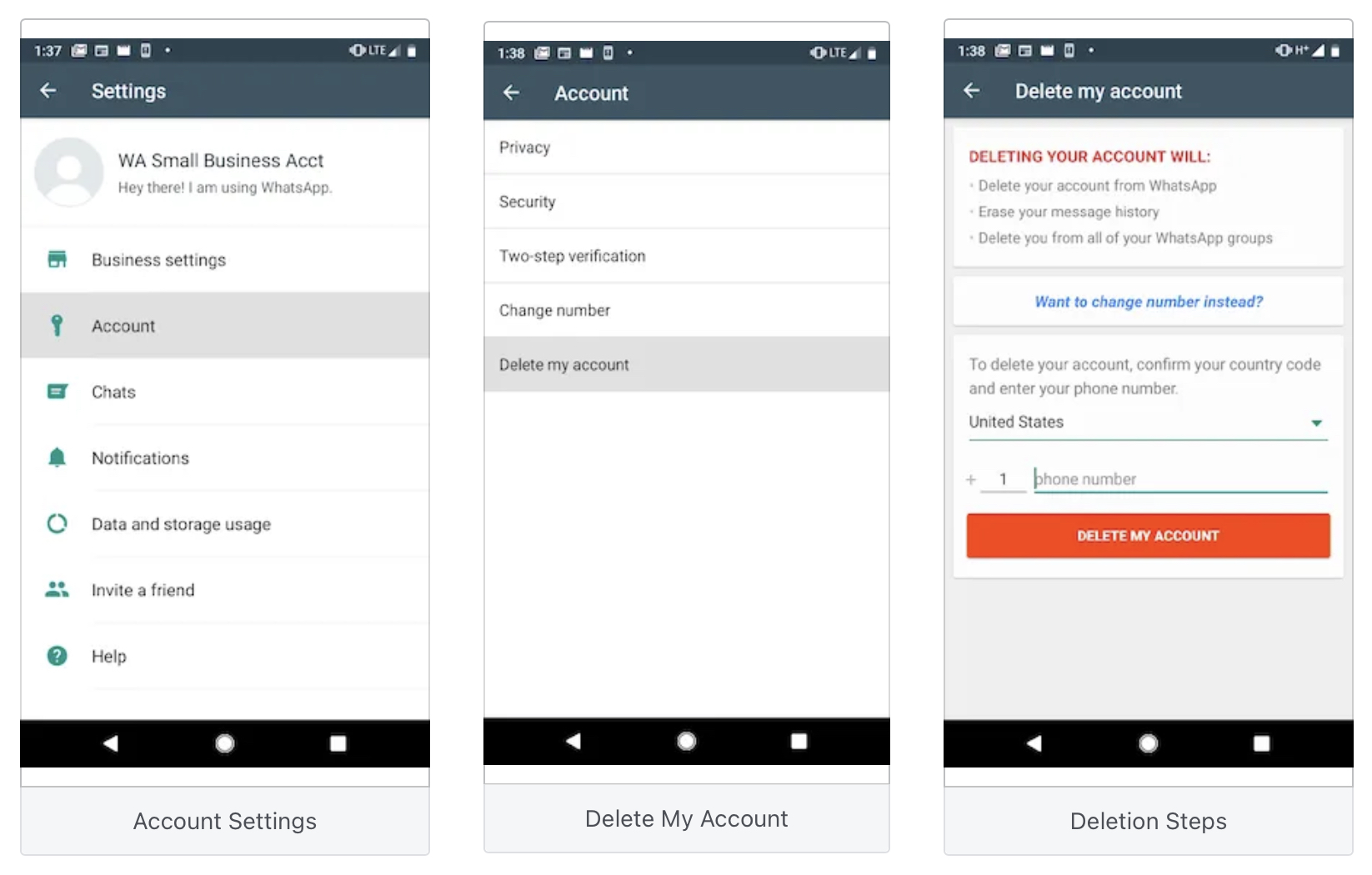 Screenshot of Account Settings