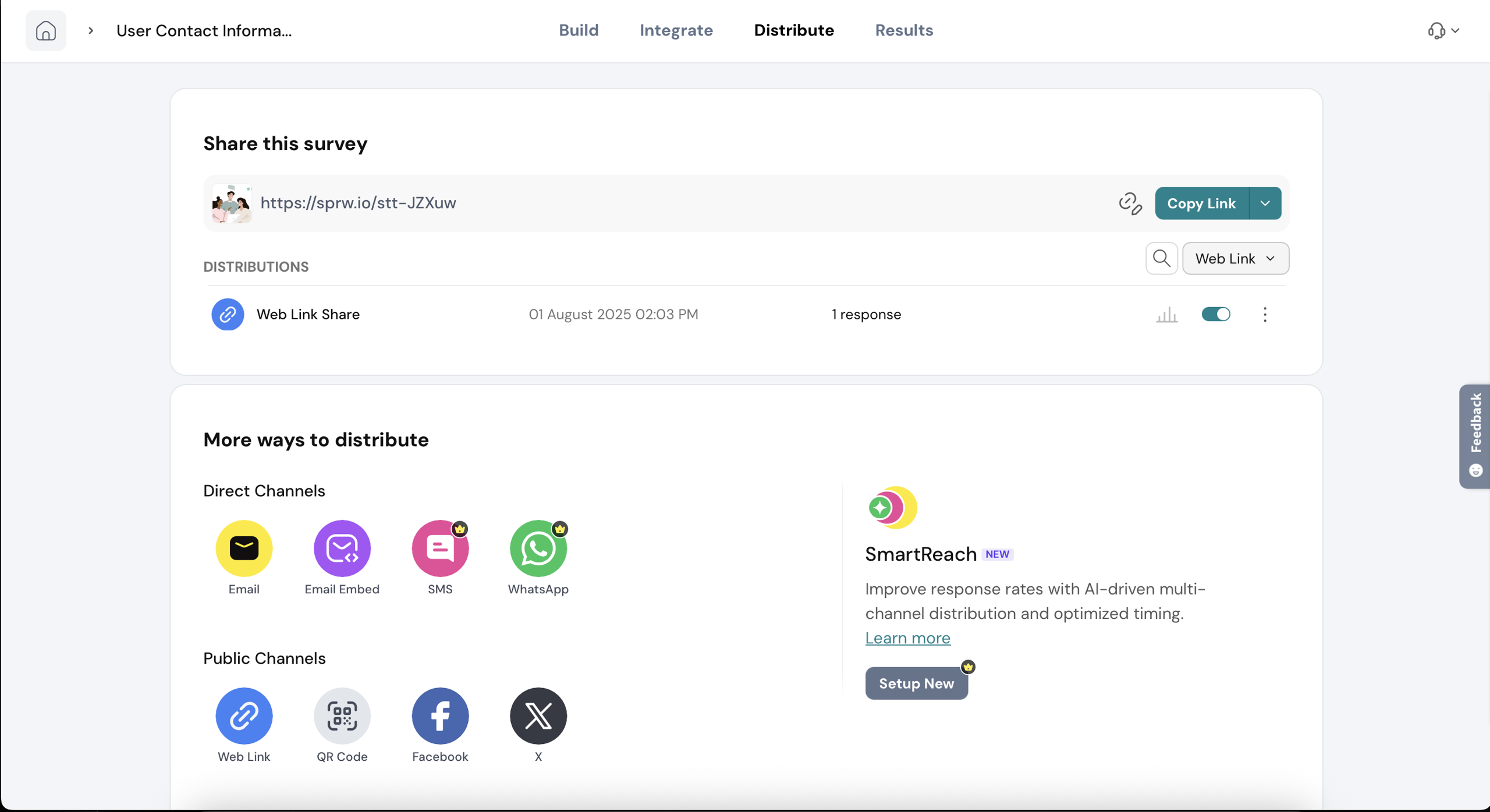 Copy Survey URL