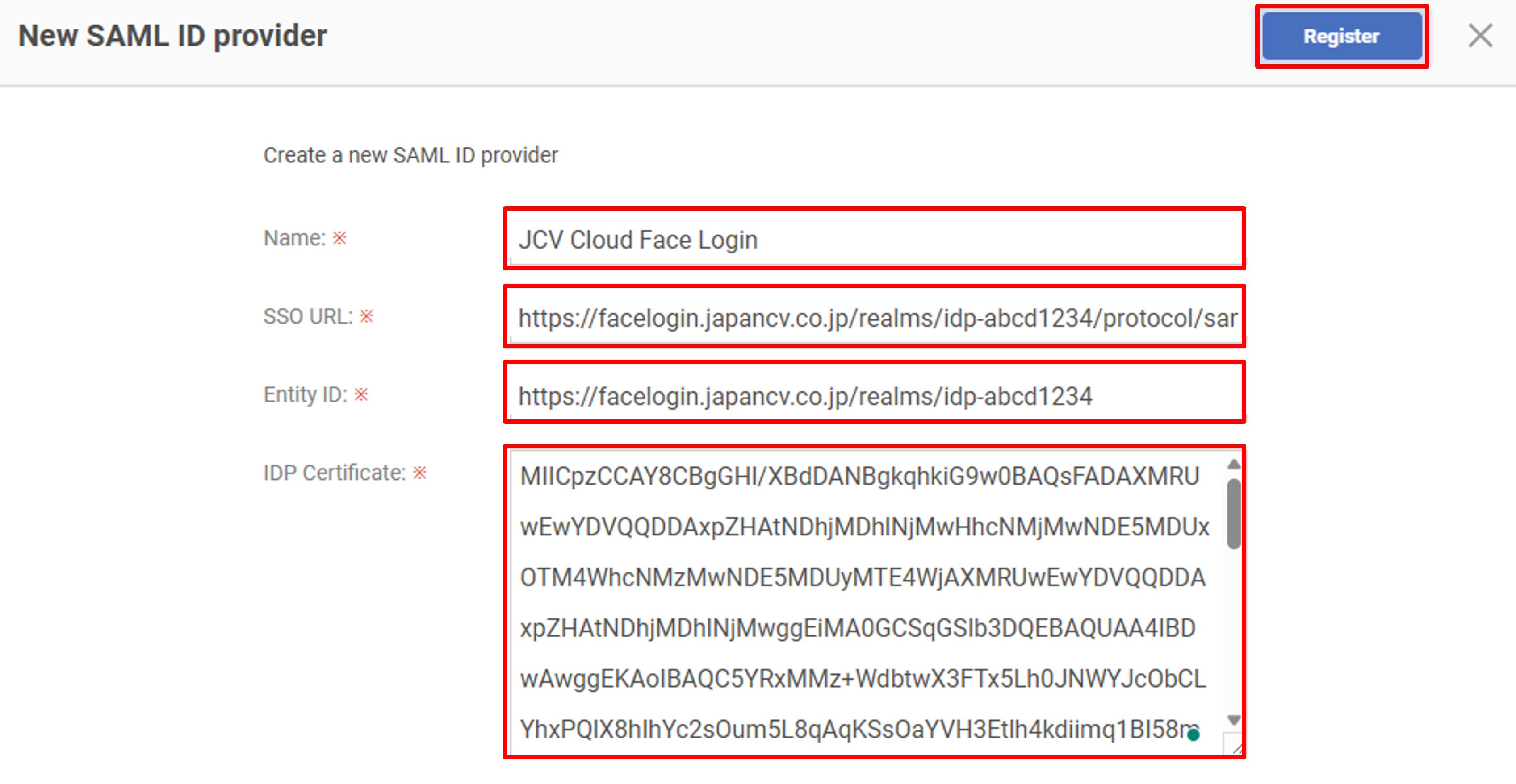 Register a SAML ID provider