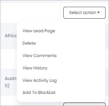 Screenshot of applying actions to a list