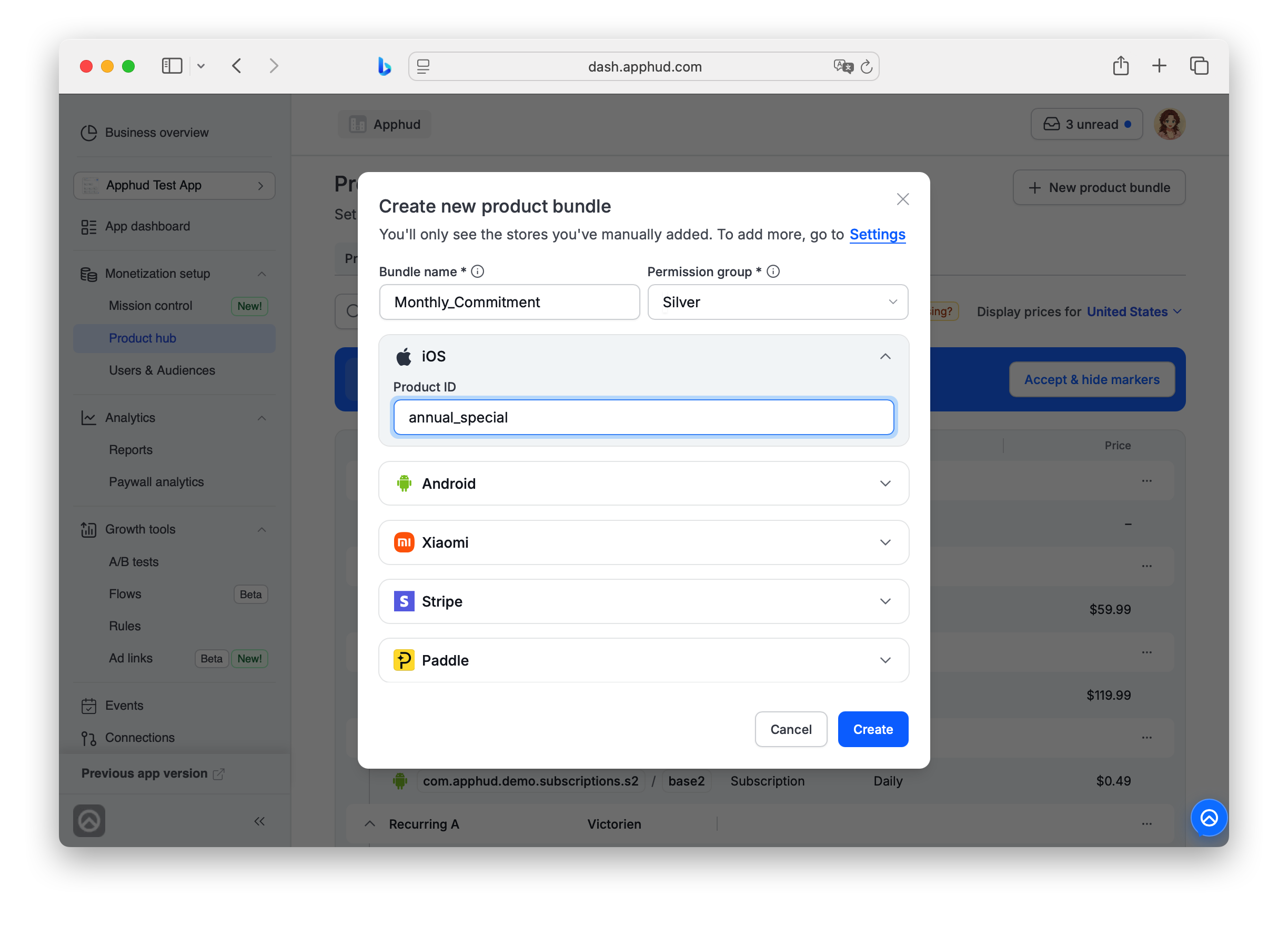 Product Hub - New Bundle creation