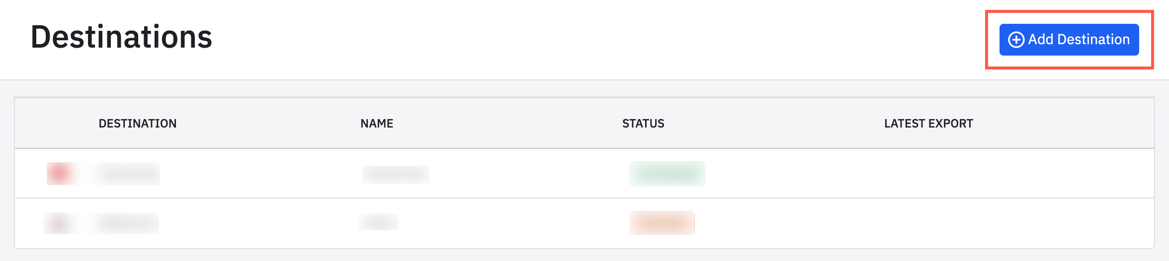 Destinations in Amplitude Dashboard