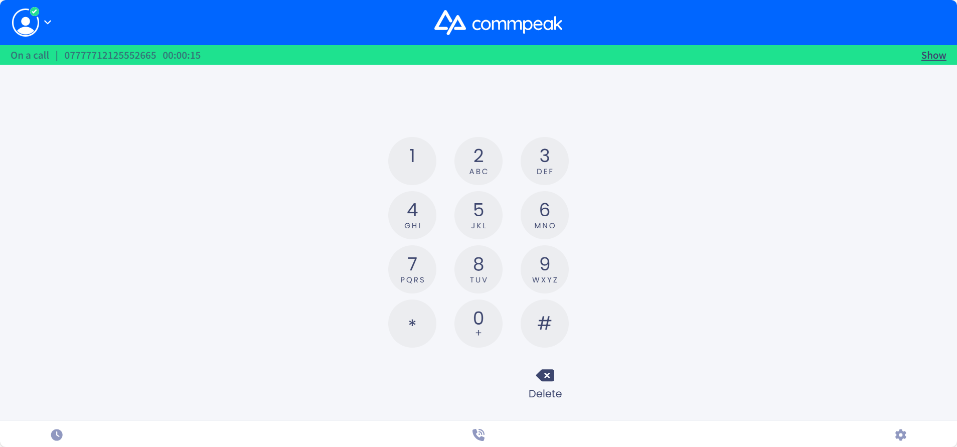 Screenshot of the keypad