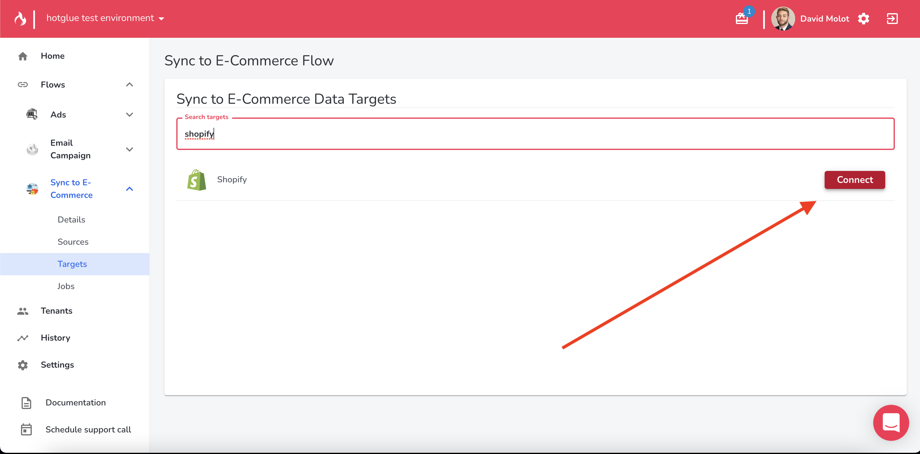 Enable Shopify target