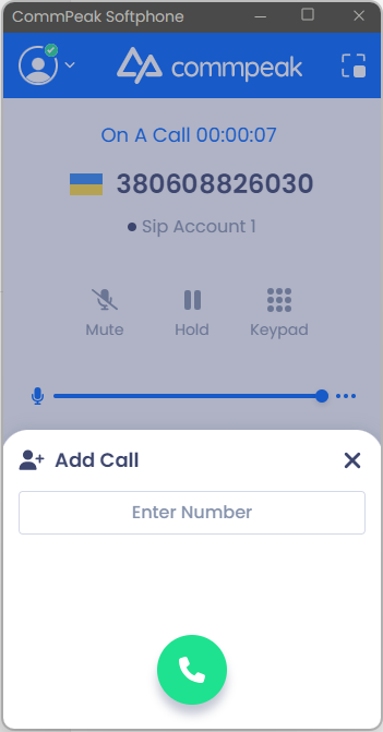 Screenshot of the **Add Call** option: full mode