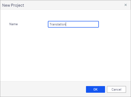 New project dialog box