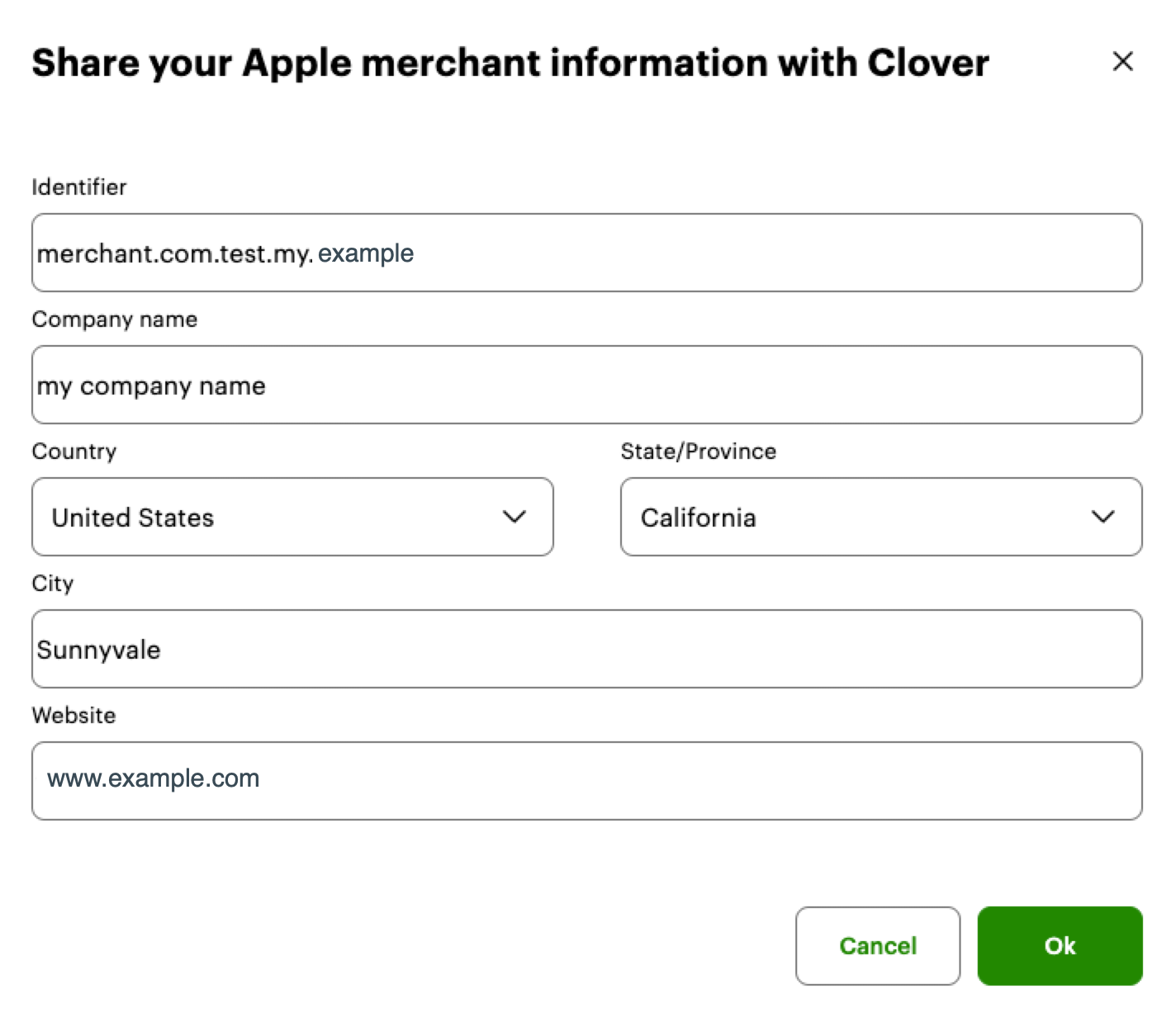 Clover Merchant Dashboard: Share your Apple merchant information with Clover