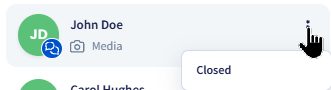 Screenshot of the option to assign a new status to conversation