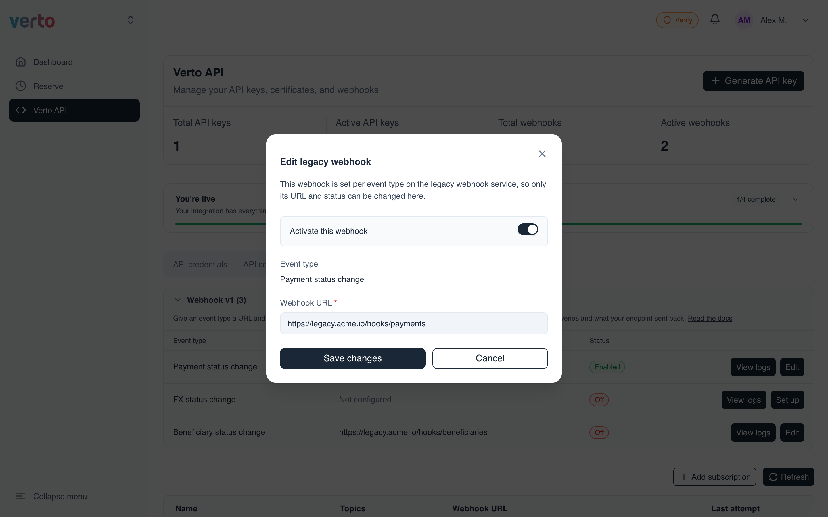 Edit legacy webhook