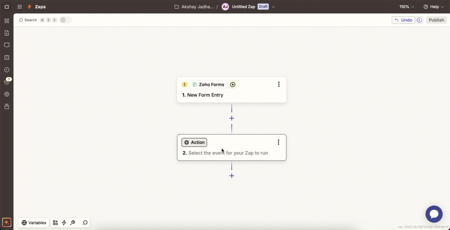 Select Action for Zap