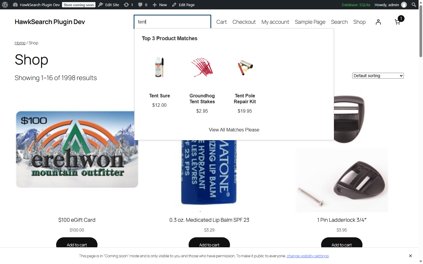 Autocomplete in the header search box