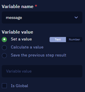 Variable name and value