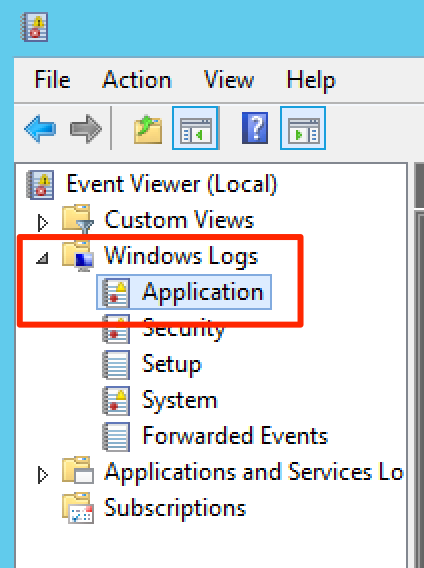 Select "Windows Logs > Application"