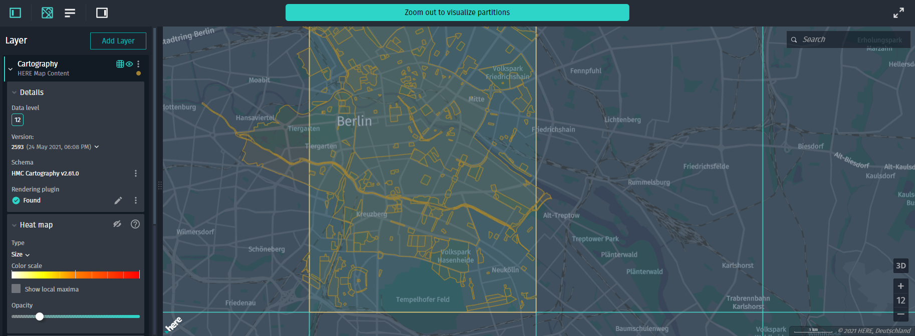 Controls enabled for a selected layer
