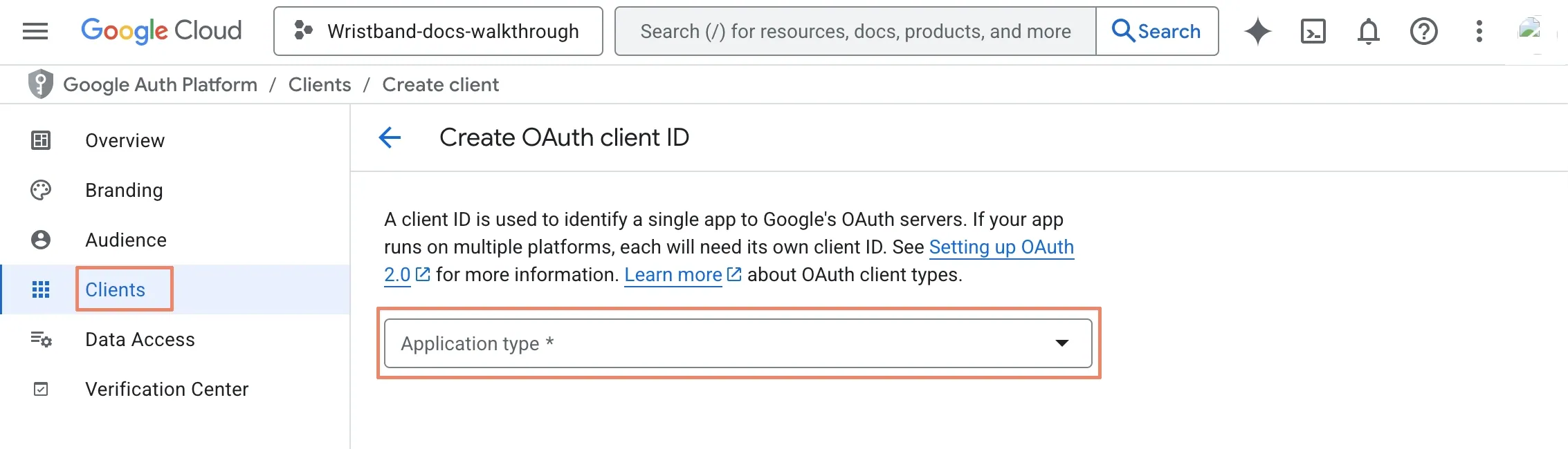 Create OAuth credentials in Google Cloud Developer Console