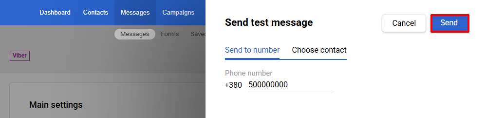 Sending test message